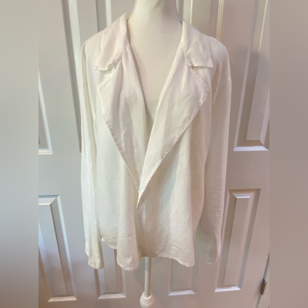 Wilfred White Linen Open Front Draped Jacket Size L
